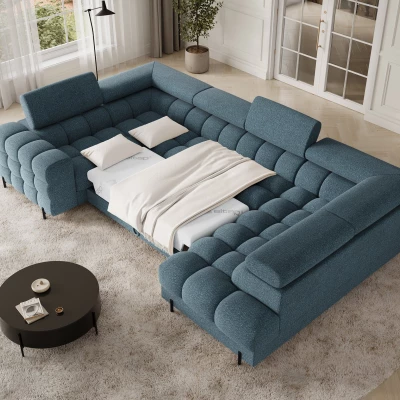 Designer-Sofagarnitur für U KALANI – blau, rechte Ausführung