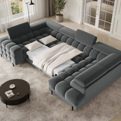 Designer-Sofagarnitur für U KALANI – Dunkelgrau, echtes Design