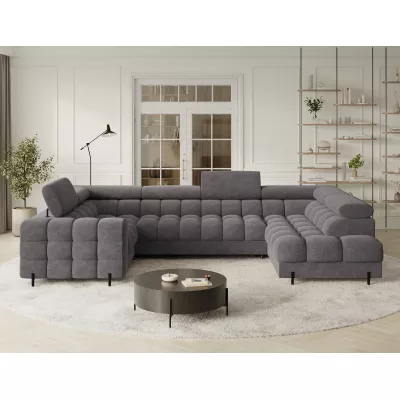 Designer-Sofagarnitur für U-förmige Sitzgruppe KALANI – grau, echtes Design