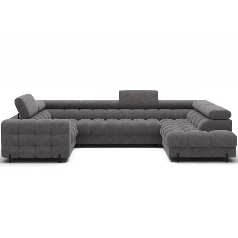 Designer-Sofagarnitur für U-förmige Sitzgruppe KALANI – grau, echtes Design