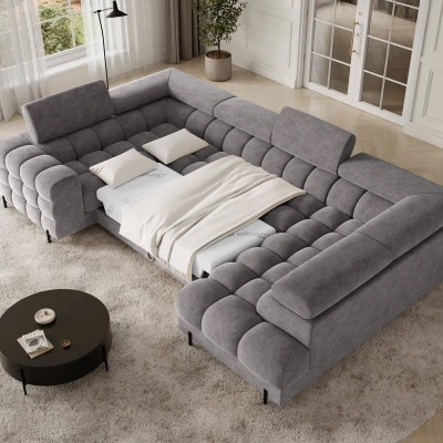 Designer-Sofagarnitur für U-förmige Sitzgruppe KALANI – grau, echtes Design