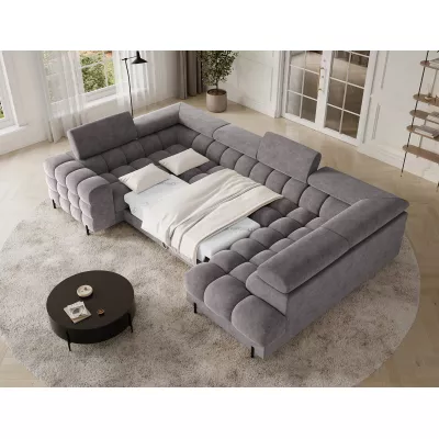 Designer-Sofagarnitur für U-förmige Sitzgruppe KALANI – grau, echtes Design