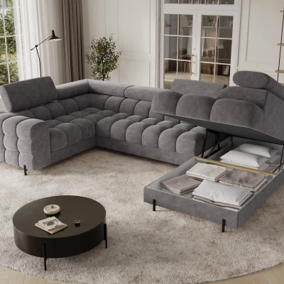 Designer-Sofagarnitur für U-förmige Sitzgruppe KALANI – grau, echtes Design