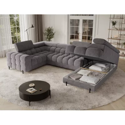 Designer-Sofagarnitur für U-förmige Sitzgruppe KALANI – grau, echtes Design