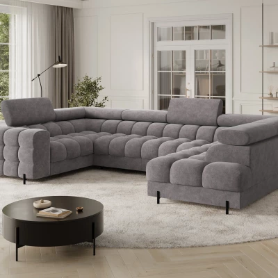 Designer-Sofagarnitur für U-förmige Sitzgruppe KALANI – grau, echtes Design