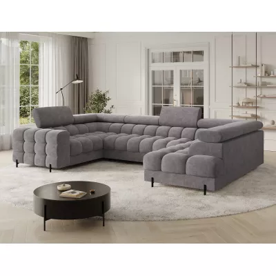 Designer-Sofagarnitur für U-förmige Sitzgruppe KALANI – grau, echtes Design