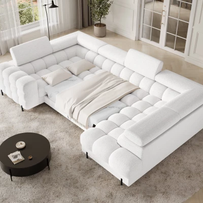 Designer-Sofagarnitur für U-förmige Sitzgruppe KALANI – weiß, echtes Design