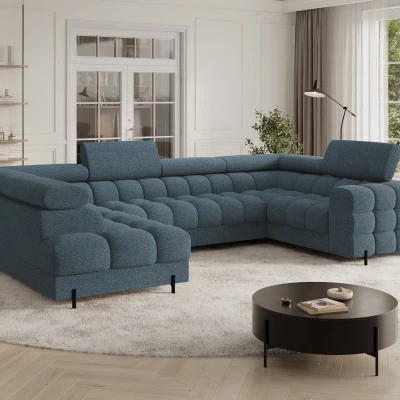 Designer-Sofagarnitur für U-förmige Räume KALANI – blau, linke Ausführung