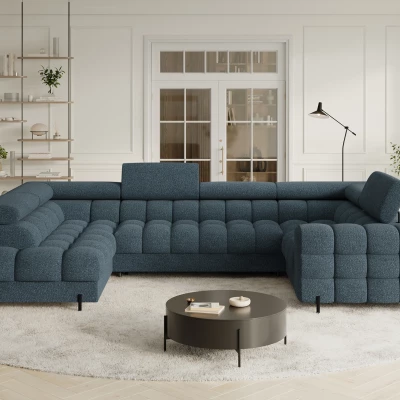 Designer-Sofagarnitur für U-förmige Räume KALANI – blau, linke Ausführung