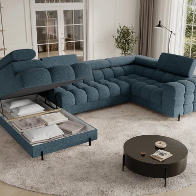 Designer-Sofagarnitur für U-förmige Räume KALANI – blau, linke Ausführung