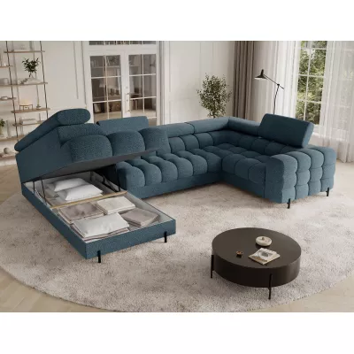 Designer-Sofagarnitur für U-förmige Räume KALANI – blau, linke Ausführung