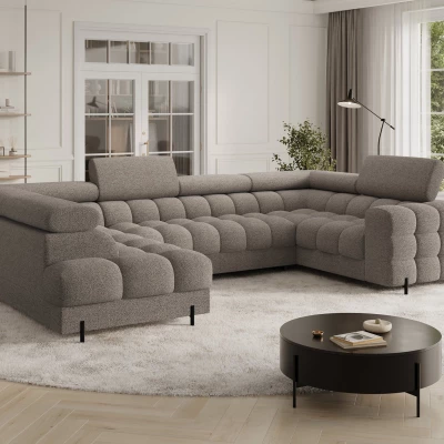 Designer-Sofagarnitur für U-förmige Räume, KALANI – graubraun, linke Ausführung