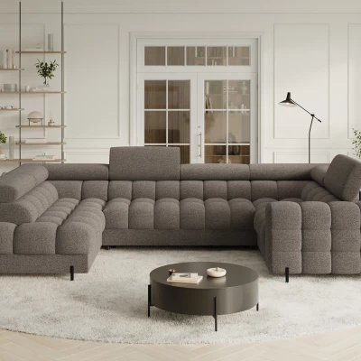 Designer-Sofagarnitur für U-förmige Räume, KALANI – graubraun, linke Ausführung
