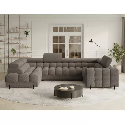 Designer-Sofagarnitur für U-förmige Räume, KALANI – graubraun, linke Ausführung