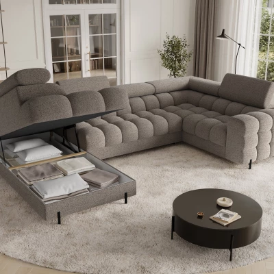Designer-Sofagarnitur für U-förmige Räume, KALANI – graubraun, linke Ausführung