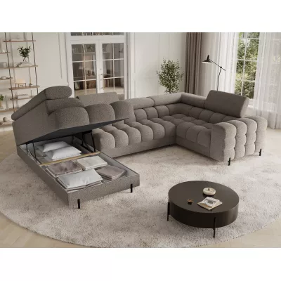 Designer-Sofagarnitur für U-förmige Räume, KALANI – graubraun, linke Ausführung