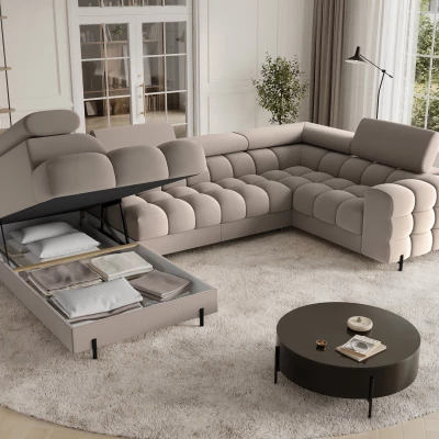 Designer-Sofagarnitur für U-förmige Sitzgruppe KALANI – Dunkelbeige, linke Ausführung