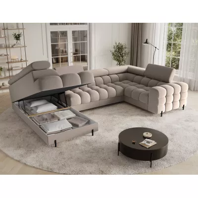 Designer-Sofagarnitur für U-förmige Sitzgruppe KALANI – Dunkelbeige, linke Ausführung