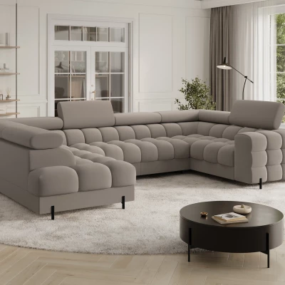 Designer-Sofagarnitur für U-förmige Sitzgruppe KALANI – Dunkelbeige, linke Ausführung