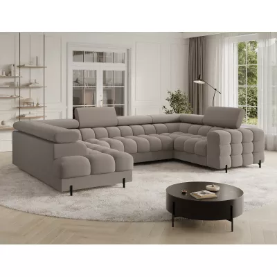 Designer-Sofagarnitur für U-förmige Sitzgruppe KALANI – Dunkelbeige, linke Ausführung