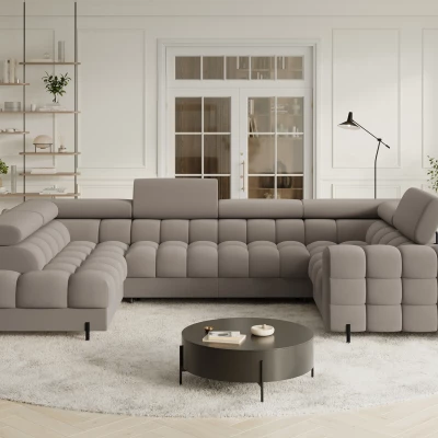 Designer-Sofagarnitur für U-förmige Sitzgruppe KALANI – Dunkelbeige, linke Ausführung