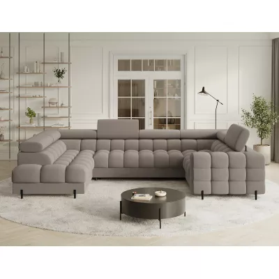 Designer-Sofagarnitur für U-förmige Sitzgruppe KALANI – Dunkelbeige, linke Ausführung