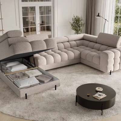 Designer-Sofagarnitur für U KALANI – grau-beige, linke Ausführung