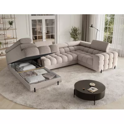 Designer-Sofagarnitur für U KALANI – grau-beige, linke Ausführung