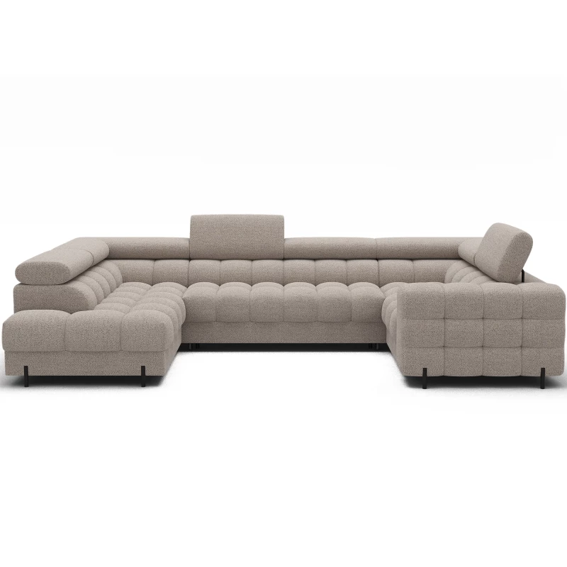 Designer-Sofagarnitur für U KALANI – grau-beige, linke Ausführung