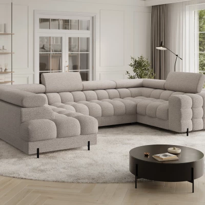 Designer-Sofagarnitur für U KALANI – grau-beige, linke Ausführung