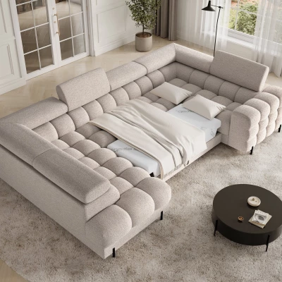 Designer-Sofagarnitur für U KALANI – grau-beige, linke Ausführung