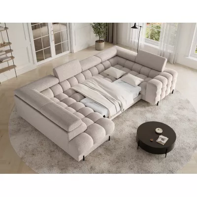Designer-Sofagarnitur für U KALANI – grau-beige, linke Ausführung