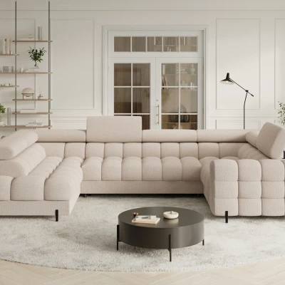 Designer-Sofagarnitur für U-förmige Sitzgruppe KALANI – hellbeige, linke Ausführung