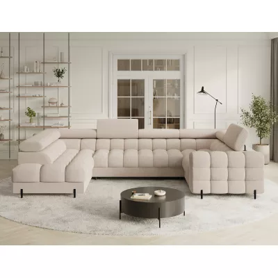 Designer-Sofagarnitur für U-förmige Sitzgruppe KALANI – hellbeige, linke Ausführung