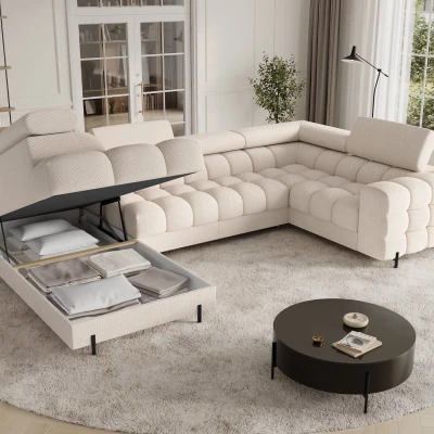 Designer-Sofagarnitur für U-förmige Sitzgruppe KALANI – hellbeige, linke Ausführung