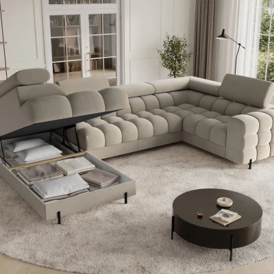 Designer-Sofagarnitur für U-förmige Sitzgruppe KALANI – beige, linke Ausführung