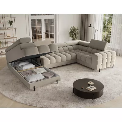 Designer-Sofagarnitur für U-förmige Sitzgruppe KALANI – beige, linke Ausführung