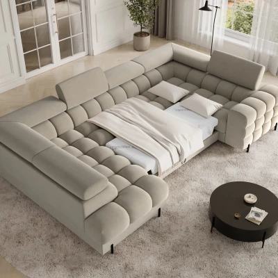 Designer-Sofagarnitur für U-förmige Sitzgruppe KALANI – beige, linke Ausführung