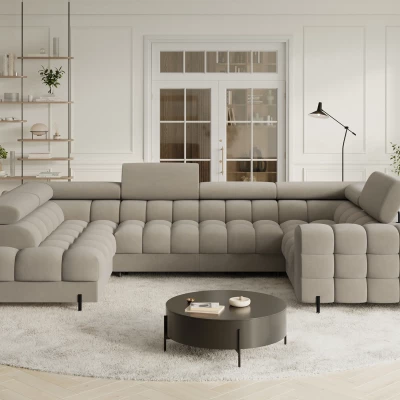 Designer-Sofagarnitur für U-förmige Sitzgruppe KALANI – beige, linke Ausführung