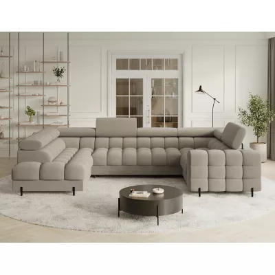 Designer-Sofagarnitur für U-förmige Sitzgruppe KALANI – beige, linke Ausführung