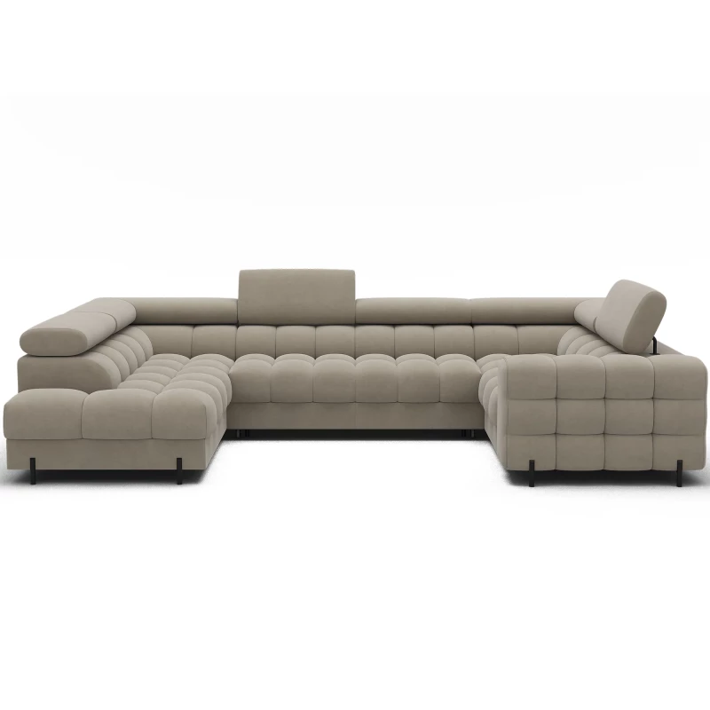 Designer-Sofagarnitur für U-förmige Sitzgruppe KALANI – beige, linke Ausführung