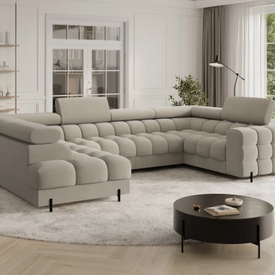 Designer-Sofagarnitur für U-förmige Sitzgruppe KALANI – beige, linke Ausführung