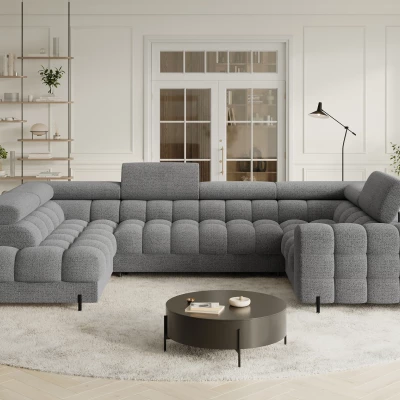 Designer-Sofagarnitur für U-förmige Sitzgruppe KALANI – hellgrau, linke Ausführung