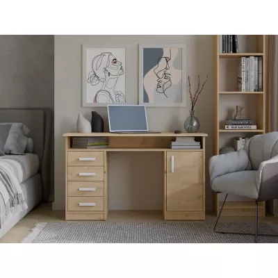 Schreibtisch mit Schubladen und Schrank LUNARO – Eichenholz