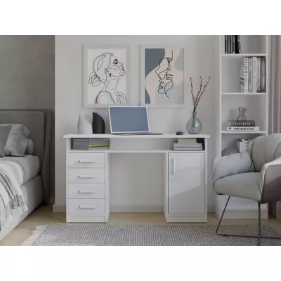 Schreibtisch mit Schubladen und Schrank LUNARO - weiß