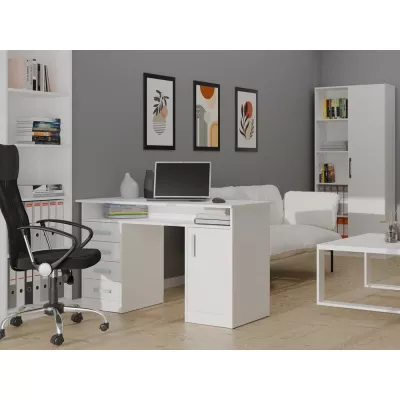 Schreibtisch mit Schubladen und Schrank LUNARO - weiß