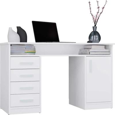 Schreibtisch mit Schubladen und Schrank LUNARO - weiß