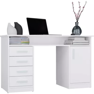 Schreibtisch mit Schubladen und Schrank LUNARO - weiß