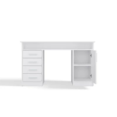Schreibtisch mit Schubladen und Schrank LUNARO - weiß