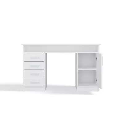 Schreibtisch mit Schubladen und Schrank LUNARO - weiß